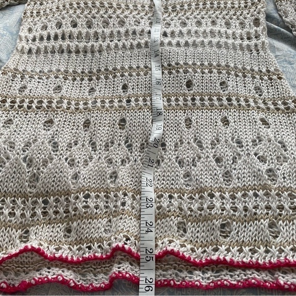 Tommy Bahama Cream White Crochet Dress Linen CoverUp Long sleeve XS - Picture 13 of 13